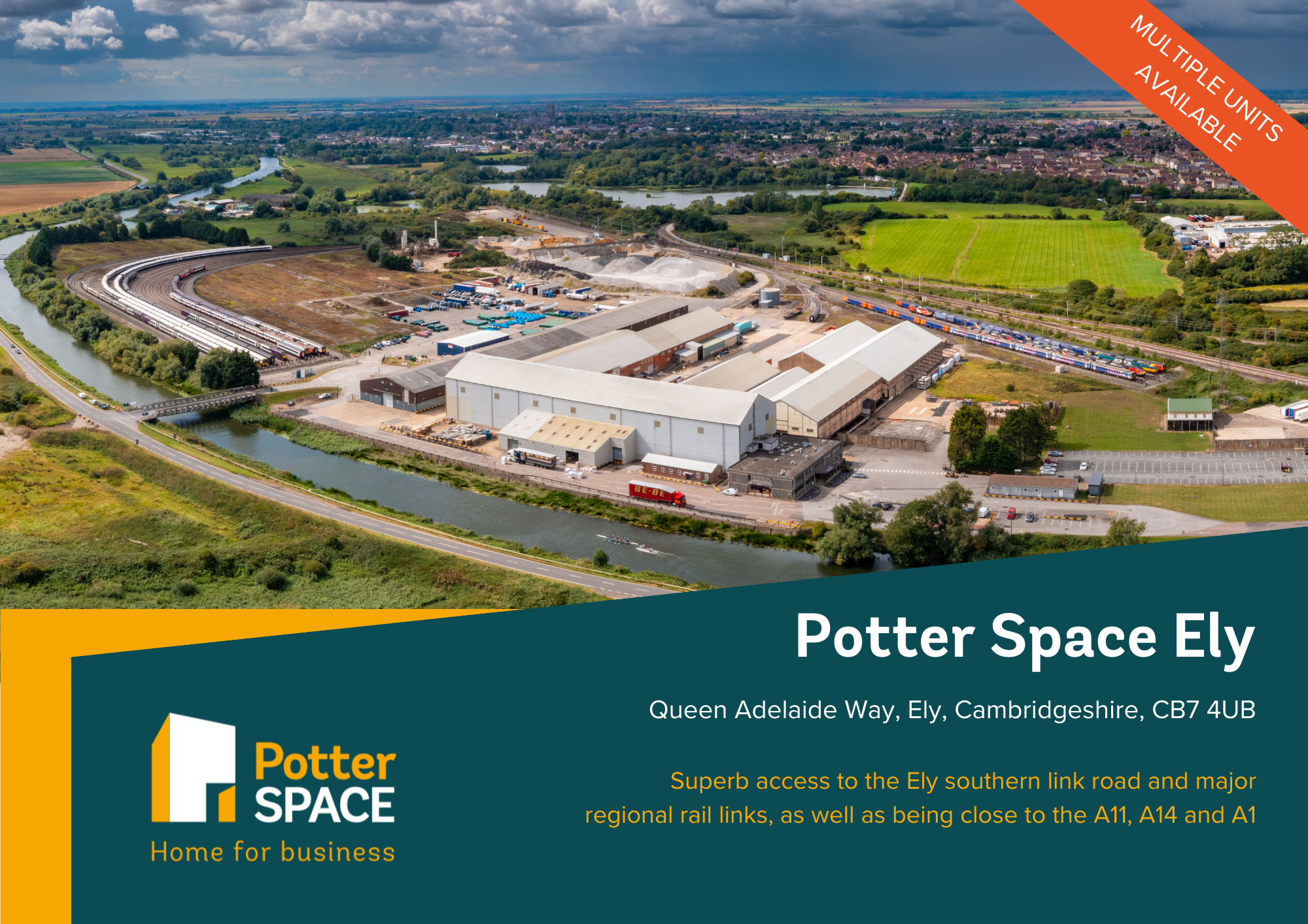 Downloadable brochure detailing available units and offices at Potter Space Ely